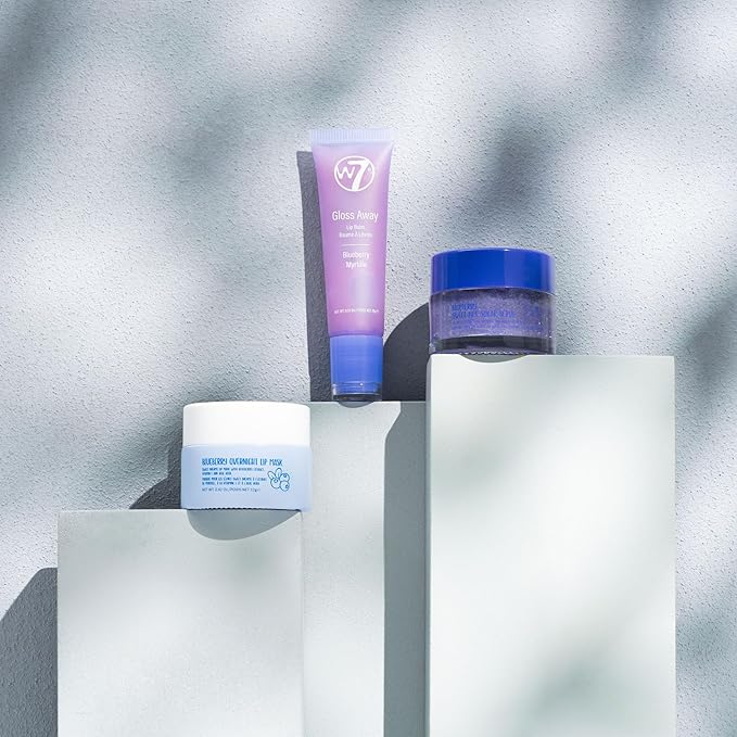 W7 Sweet Dreams Lip Care Trio - 3 Piece Set - Overnight Lip Mask, Lip Balm & Lip Scrub - Blueberry-Velvo Beauty