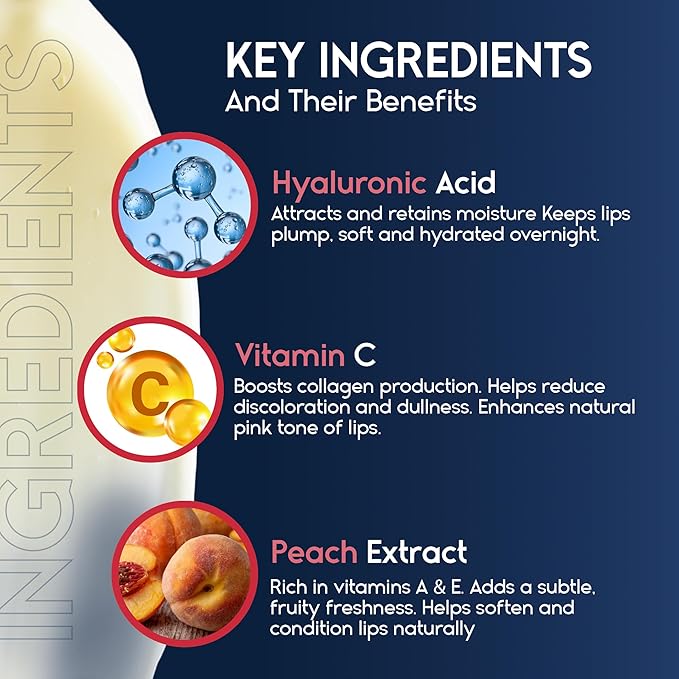 Lip Mask Overnight with Hyaluronic Acid & Collagen, Lip Sleeping Mask for Dry Cracked Lips, Moisturizing, Hydrating, Exfoliating Night Treatment for Lip Care (Strawberry)-Velvo Beauty