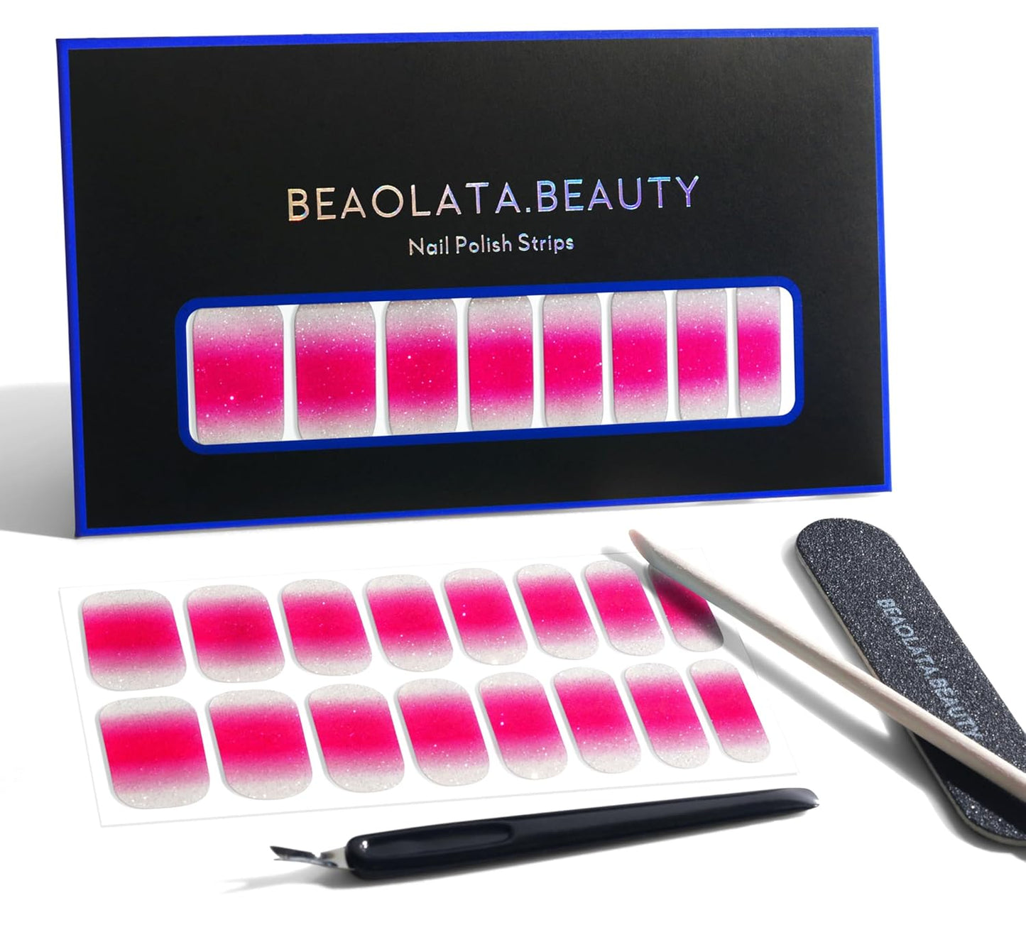 Nail Polish Strips, 32PCS Salon Quality Wraps, Long Lasting Gel Nail Stickers for Women Easy Apply& Remove (Cherry on Top Light Pink)-Velvo Beauty