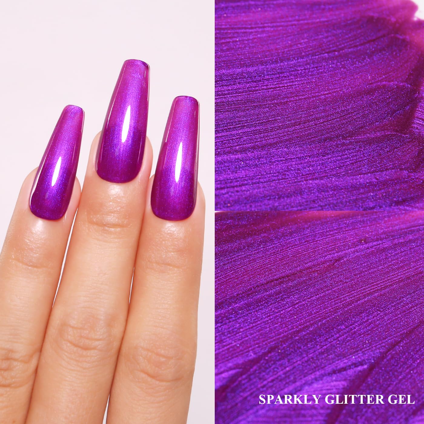 Imtiti Pearl Gel Nail Polish, Rose Purple Glitter Pearl Gel Polish Diamond Shimmer Sparkle Soak Off UV LED Nail Gel Polish Autumn Winter Gel Polish Manicure Gel Nail Kit 10ML-Velvo Beauty