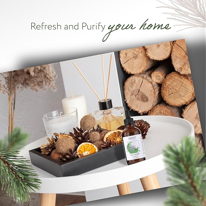 HBNO California Bottled Pine Needle Essential Oil 4 fl oz (120ml) - Natural Pine Needle Oil - Perfect for Cleaning, Aromatherapy, DIY, Soap & Diffuser-Velvo Beauty