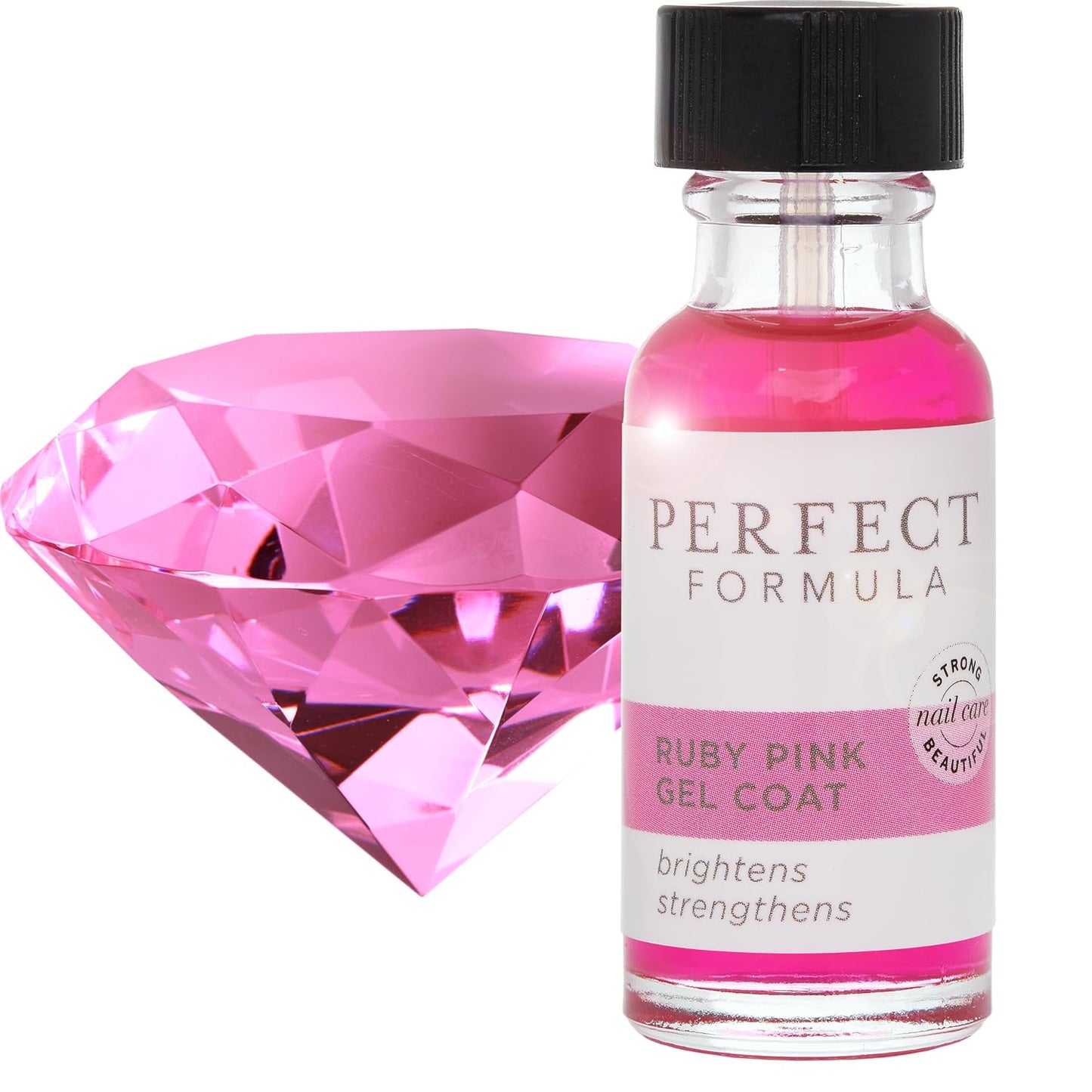 Perfect Formula Ruby Pink Gel Coat - Nail Strengthener, Keratin Nail Treatment, Gemstone Pink Gel Nail Polish - Nail Strengthener for Damaged Nails - Made In The USA .60 fl oz.-Velvo Beauty