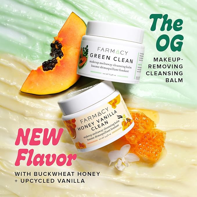 Farmacy Makeup Remover Cleansing Balm - Honey Vanilla Waterproof Makeup Remover & Oil Based Cleanser - Gentle Exfoliating Double Cleanser - Melts From Balm to Milky Lather (100ml)-Velvo Beauty