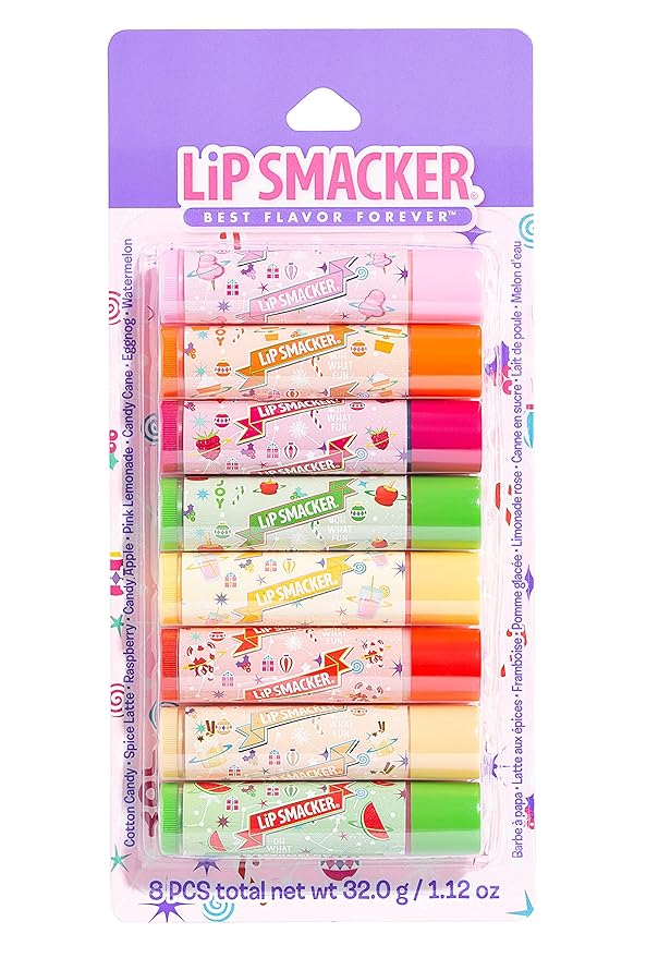 Lip Smacker Holiday Original & Best - 8 Moisturizing Lip Balms, Hydrating & Protecting, Fun Assortment - Vegan - Holiday Original & Best-Velvo Beauty