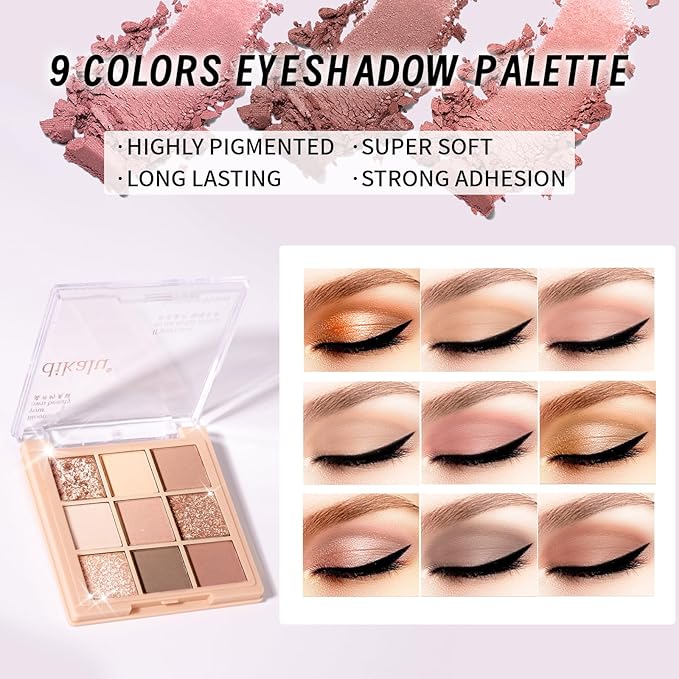 Makeup Set Kit for Women Girls Teens, Makeup Present Set, Includes 9 Color Eyeshadow, Counter Stick, Foundation, Eyebrow Pencil, Eyeliner, Mascara, Lip Gloss, 5Pcs Brushes, Sponge-Velvo Beauty