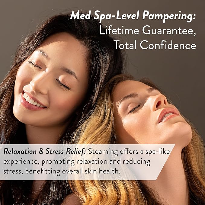 Facial Steamer SPA+ by Microderm GLO - Best Professional Nano Ionic Warm Mist, Home Face Sauna, Portable Humidifier Machine, Deep Clean & Tighten Skin, Daily Hydration for Maximum Serum Absorption-Velvo Beauty
