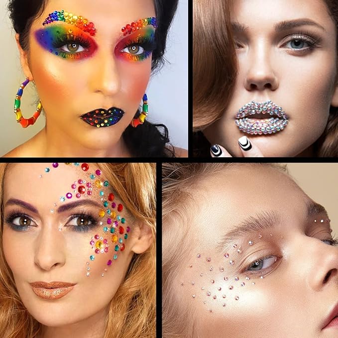Flat Back Rhinestone Kits Colorful Rhinestones+Crystal AB Gems With Quick Dry Glue+Picker Pencil+Tweezer For Nail Art And Face Make-up-Velvo Beauty
