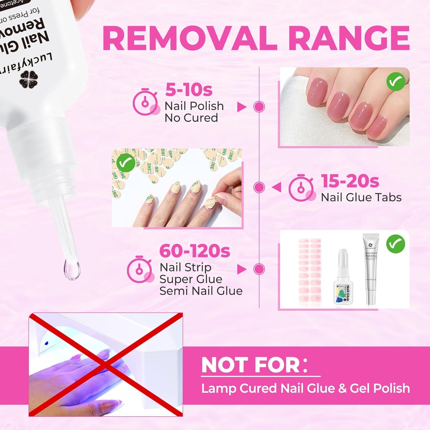 Nail Glue Remover for Press on Nails, 15ml Acetone-free Nail Polish Remover, Multi-Functional Glue Remover for Nails Tips, Quick Easy Gentle Removal, Not for Gel Polish-Velvo Beauty