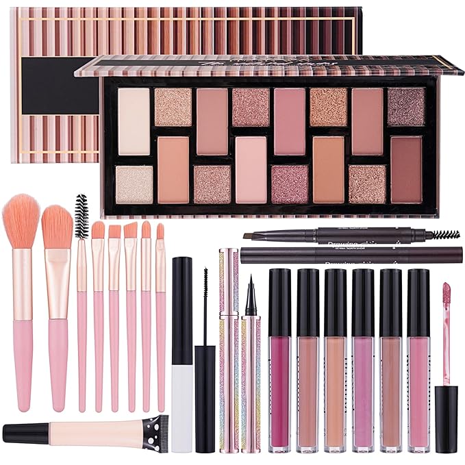 Teen Makeup Kit For Girl Include Eyeshadow Palette,Eyeliner,Makeup Brush Set,Lipgloss Set,Mascara, Eyebrow Pencil Make up Set Gift for Women Full Kit-Velvo Beauty