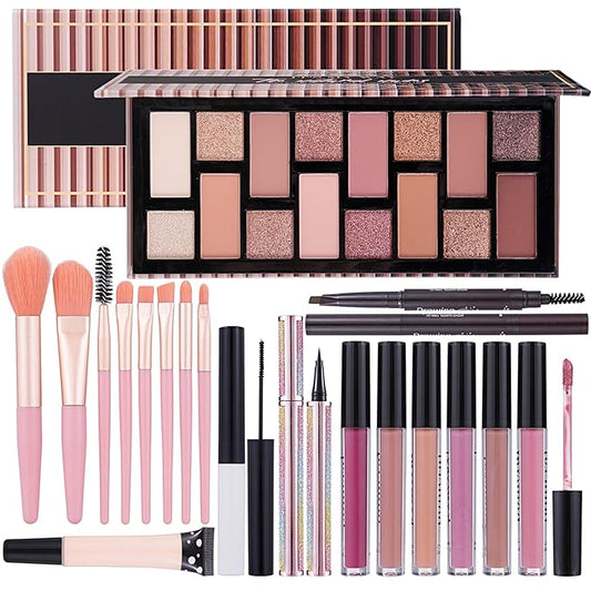 Teen Makeup Kit For Girl Include Eyeshadow Palette,Eyeliner,Makeup Brush Set,Lipgloss Set,Mascara, Eyebrow Pencil Make up Set Gift for Women Full Kit-Velvo Beauty