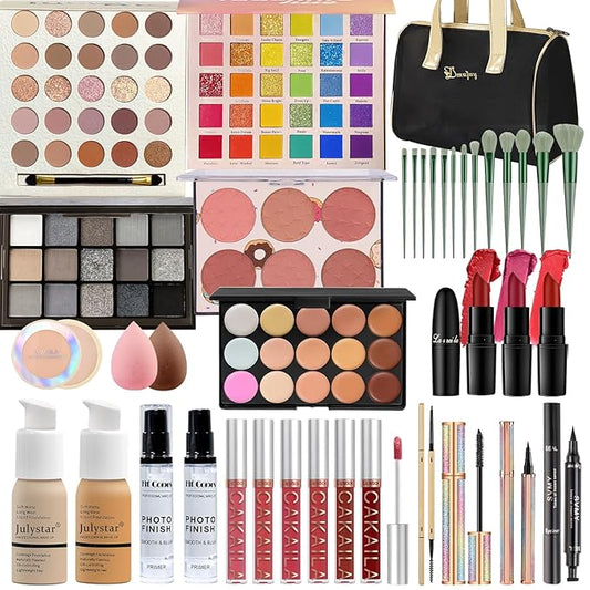 Makeup Kit for Women, Travel Makeup Kit, Makeup Full Kit for Beginners Teens Girls, Makeup Bundle Include 3 Matte & Shimmer Eyeshadow Palettes, Blush Palette, Lip Gloss Set, Concealer-Velvo Beauty