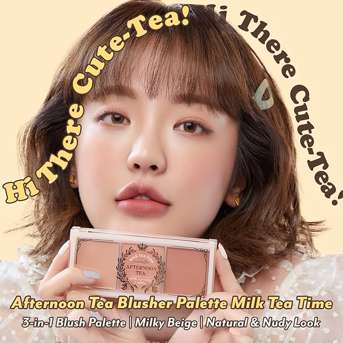 I'm Meme Palette - Afternoon Tea Blusher | Milk Tea Time, Blush for Cheek, Natural & Neutral, Buildable & Blendable, 3 Shades Palette, Matte Powder Blush for Face & Cheeks, For All Skin Tones, 0.42 oz-Velvo Beauty