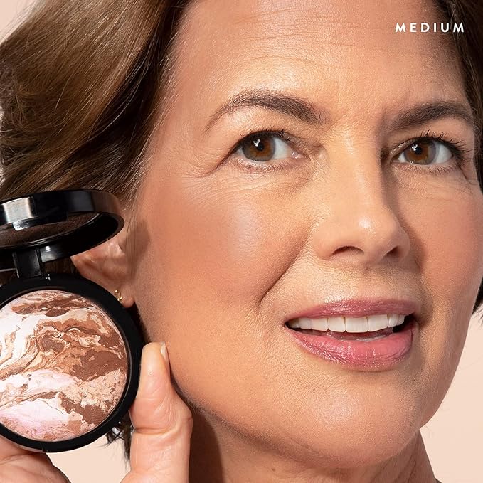 LAURA GELLER NEW YORK Baked Bronze-N-Brighten Bronzer Powder - Medium - Natural Bronze Glow-Velvo Beauty