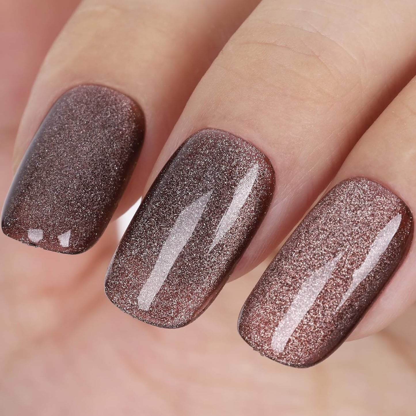 Cat Eye Gel Nail Polish, Crystal Galaxy Holographic Brown Cateye Gel Polish with Magnet, Silver Shimmer Glitter Velvet Soak Off UV LED Home Diy Manicure Fall Winter Colors GP0101-Velvo Beauty