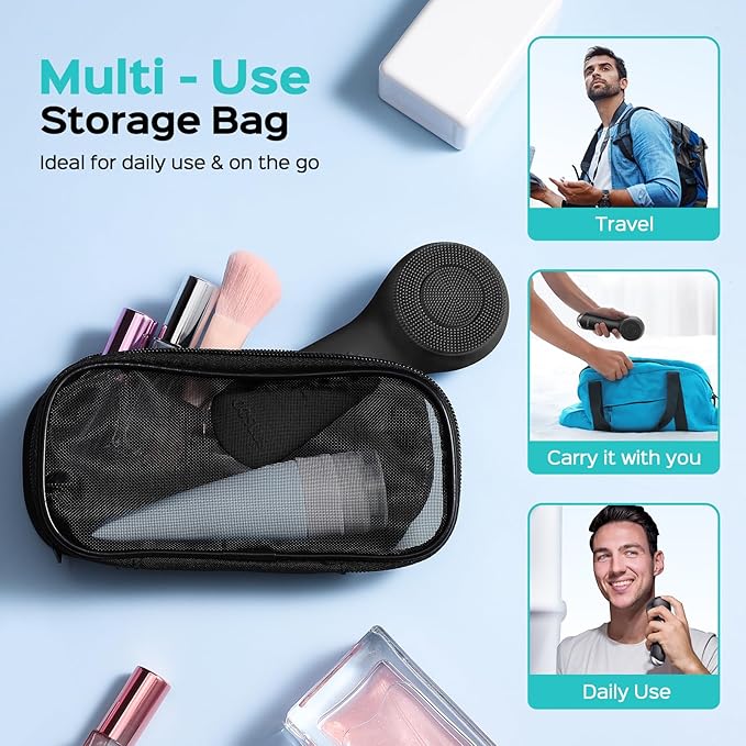 COSLUS Face Scrubber Facial Cleansing Brush: 2 in 1 Spin and Vibration Patented Tech, Silicone Electric Exfoliator Scrubber with Automatic Foaming, Waterproof Face Cleanser Brush for Men and Women-Velvo Beauty