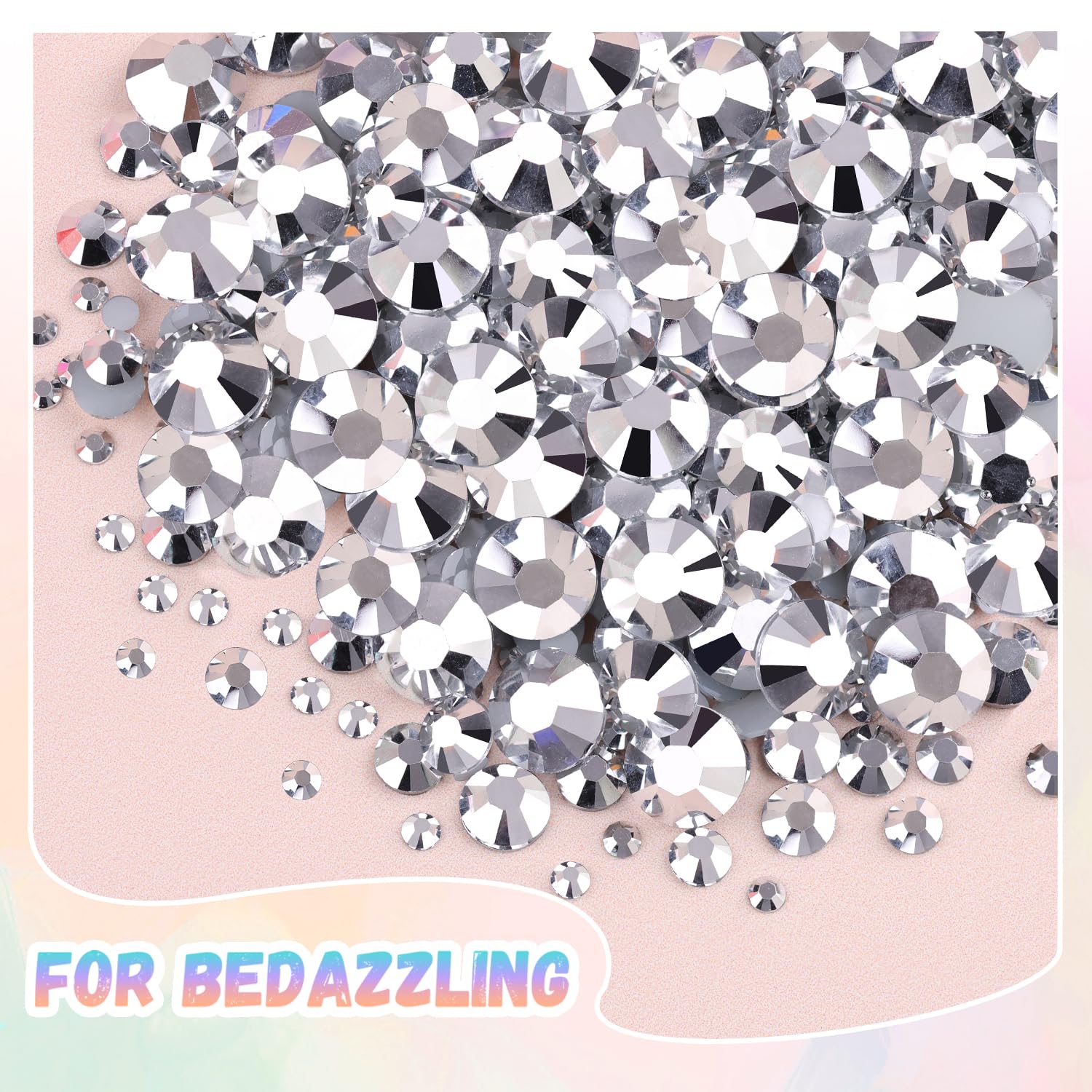 25000Pcs Resin Rhinestones with Tweezers for Crafting, 2-6mm Mixed Sizes (Silver) Non Hotfix Flatback Gems, Bedazzling Crystal for DIY Crafts Clothing Tumblers Mugs Shoes Decor Nail Art-Velvo Beauty