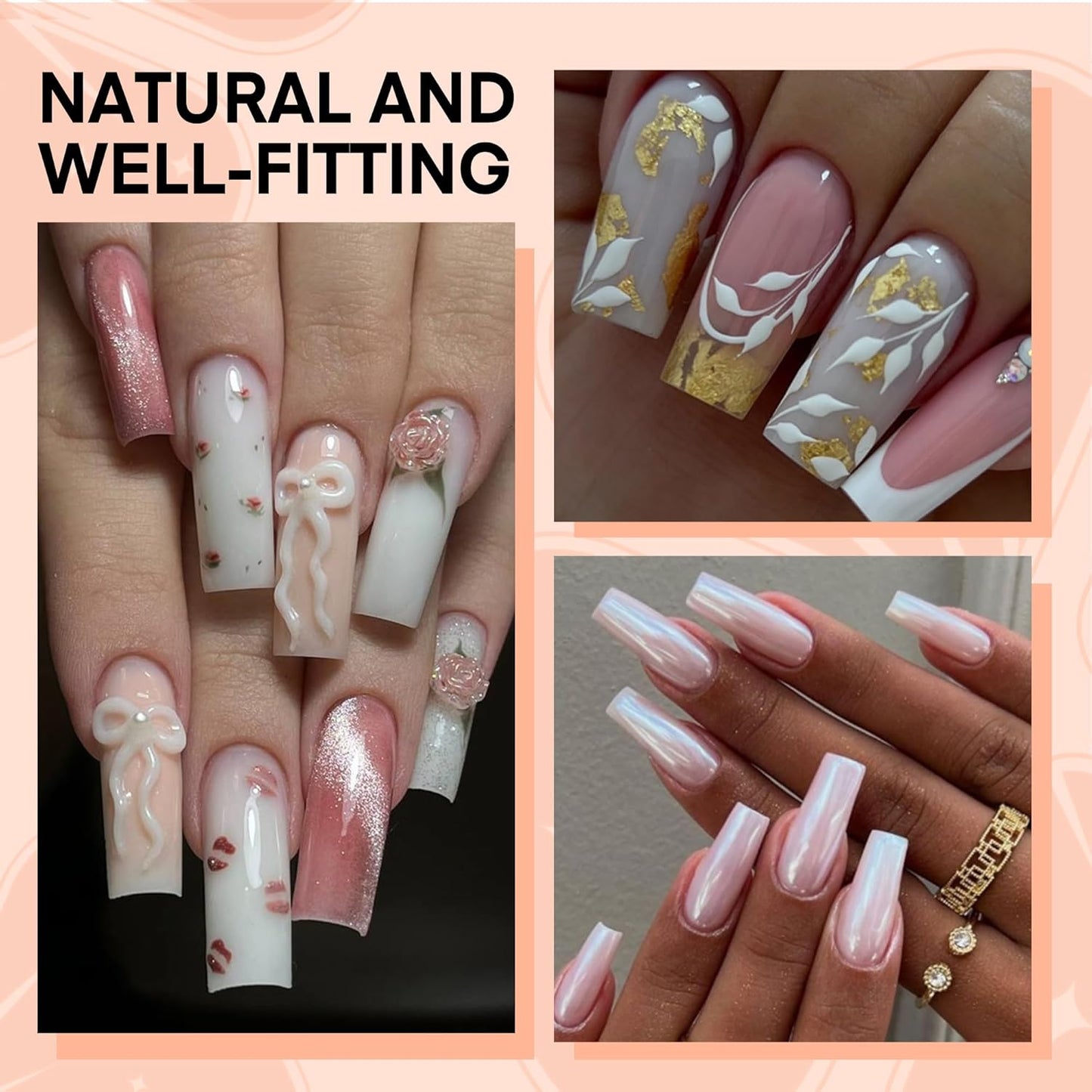 504PCS Half Cover False Nails Tips Acrylic Nail Tips Artificial False Nails Lady French Style Tip Acrylic Fake Nails For Nail Extensions Art Salon Home DIY-Velvo Beauty