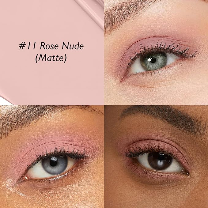 Eyeshadow Stick Rose Nude, Matte Cream Eye Shadow Stick Waterproof Pink Eyeliner Brightener Pencil Crayon Long-Lasting Eye Highlighter Makeup for Older Women Easy to Use High Pigmented-Velvo Beauty