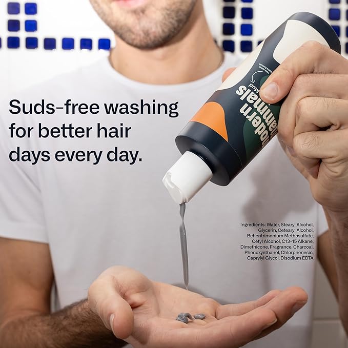 Modern Mammals Men's Shampoo Alternative I Sulfate Free CoWash I Enhances Natural Hair Volume I Lather Free, Cleansing, Hydrating, Replaces Conditioner, 2 in 1, I Barber Recommended, (8oz)-Velvo Beauty