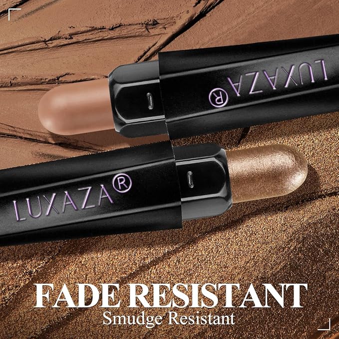 Neutral Brown Eyeshadow Stick Makeup 6PCS Set, Metallic Shimmer Matte Cream Eye Shadow Eyeliner Brightener Pencil Crayon - BROWN LATTE-Velvo Beauty