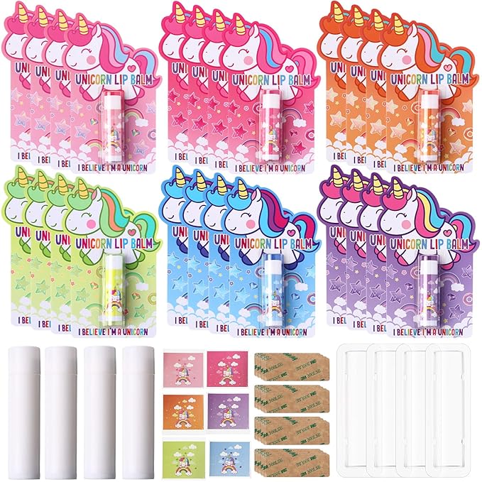 24 Sets Unicorn Party Favors Lip Balms Bulk for Kids Birthday Party Moisturizing Lip Balm for Unicorn Themed Celebration Gifts Lip Care Products for Classroom Rewards Favor Party Supplies-Velvo Beauty
