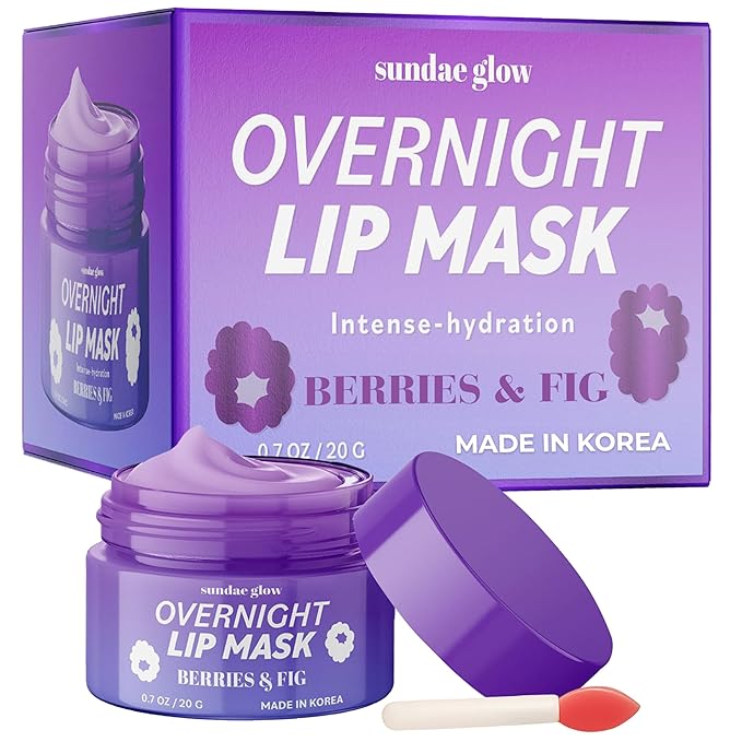 Berries & Fig Lip Mask - Dermatologist Tested, Anti-Aging, Korean Skin Care, Deep Hydration, Overnight Lip Repair - Non- GMO, Vegan, Clean Beauty, 95% Natural, Cruelty-Free - 1 Pack-Velvo Beauty