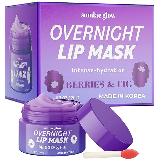 Berries & Fig Lip Mask - Dermatologist Tested, Anti-Aging, Korean Skin Care, Deep Hydration, Overnight Lip Repair - Non- GMO, Vegan, Clean Beauty, 95% Natural, Cruelty-Free - 1 Pack-Velvo Beauty