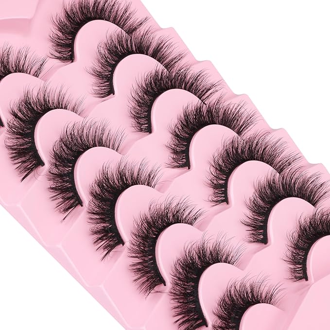 Kiromiro Lashes False Eyelashes Cat Eye Faux Mink Lashes Wispy Strip Lash 6D Volume Fake Lash Natural Look Eyelashes Pack 7 Pairs-Velvo Beauty