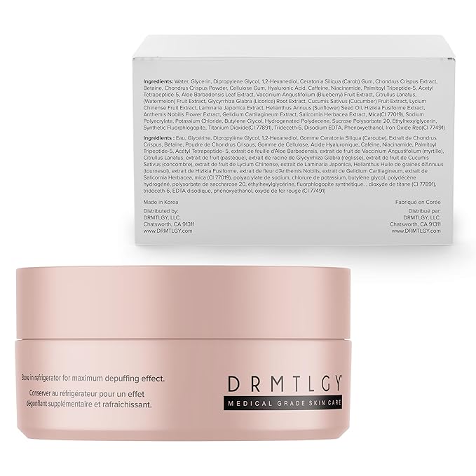 DRMTLGY Brightening Eye Masks (30 Pairs) - Caffeine Eye Masks for Dark Circles and Puffiness with Hyaluronic Acid, Eye Patches for Puffy Eyes-Velvo Beauty