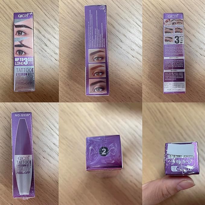 2pcs Gray Brown Tattoo Eyebrow Gel Tinting, Waterproof & Transfer-proof for Fuller Brows, Suitable for All Skin Types (Gray Brown, 2Pcs)-Velvo Beauty