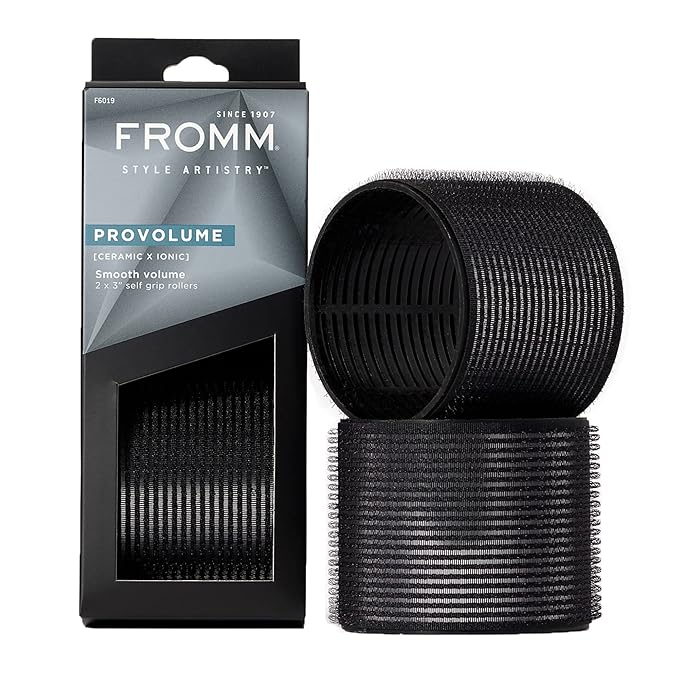 Fromm ProVolume 3" Self-Grip Ceramic Ionic Thermal Hair Rollers, 2 Count Large Salon Quality Hair Curlers for Medium and Long Hair, Blowouts, Curtain Bangs-Velvo Beauty