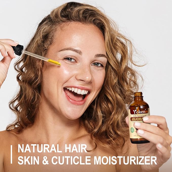 Yoken Jojoba Oil 4 fl oz EWG Verified 100% Pure Jojoba Oil Cold Pressed for Skin, Hair, Nails, Cuticles - Unrefined & Hexane Free, Natural Moisturizer Carrier oils Facial Serum for Gua Sha-Velvo Beauty
