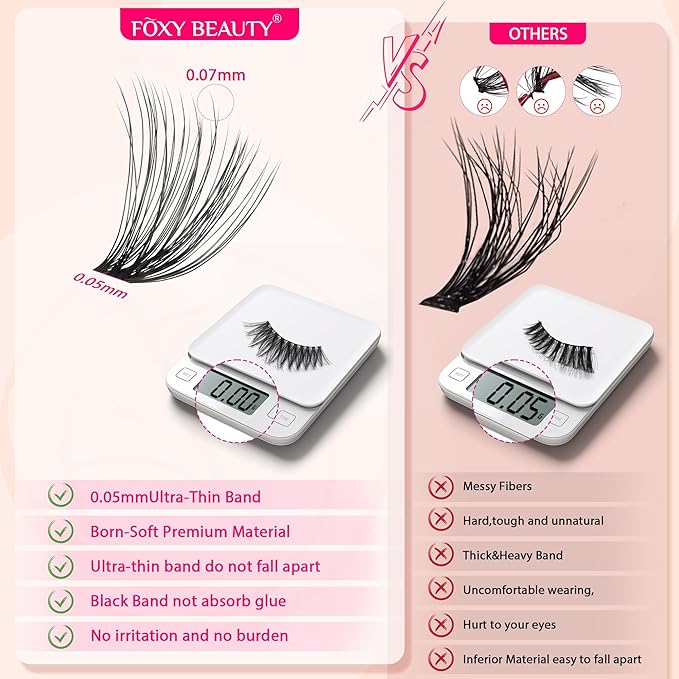Lash Clusters - Lash Clusters Kit Lash Extension Kit with Lash Bond and Seal Cluster Eyelash Extensions Eyelash Clusters 20D30D40D50D-0.07D Lashes Clusters Eyelash Extension Kit DIY at Home Eyelashes-Velvo Beauty