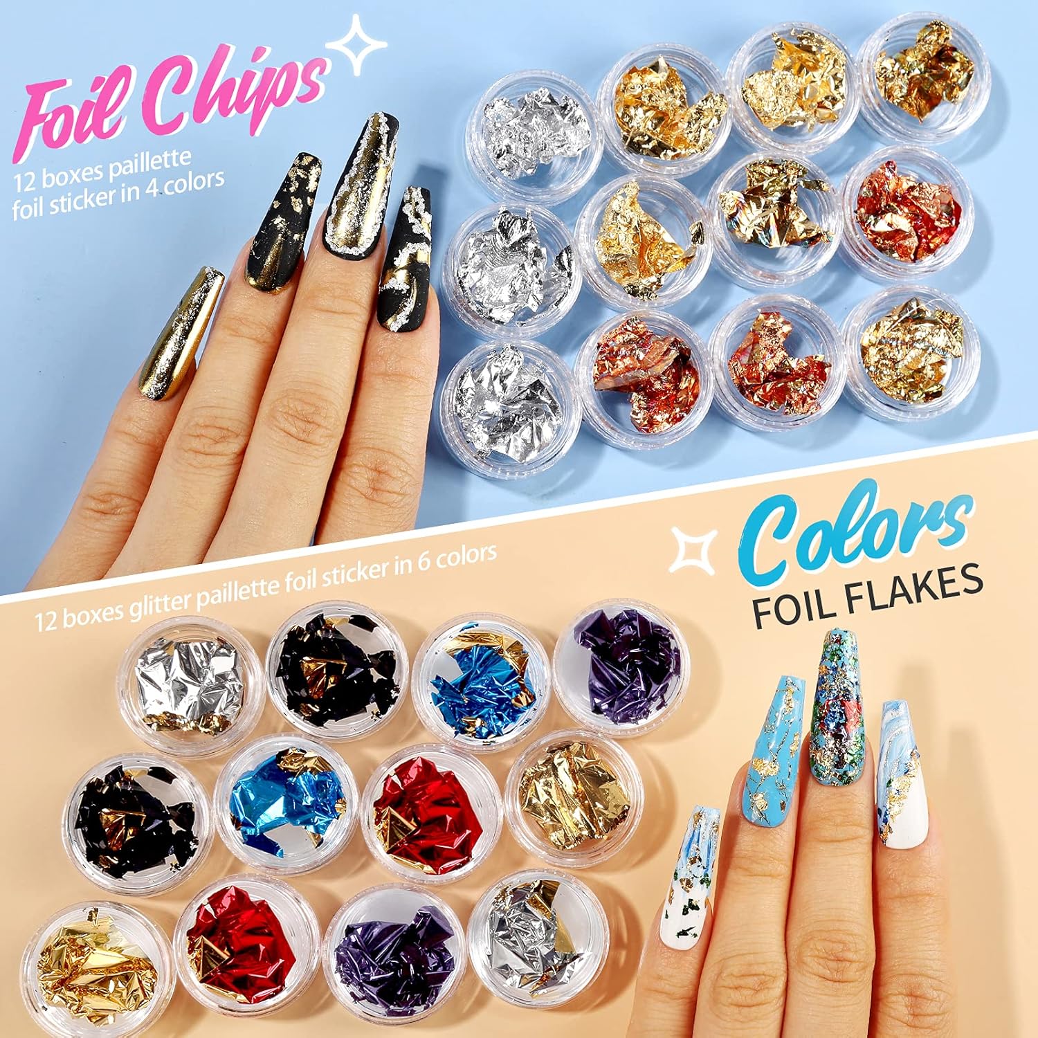 Teenitor 41 Boxes Rhinestones for Nails, Nail Gems 5 Boxes Nail Art Rhinestones 36 Boxes Nail Flakes, Nail Gems Stone Nail Design Kit, Nail Rhinestones for Nail Art Nail Accessories-Velvo Beauty