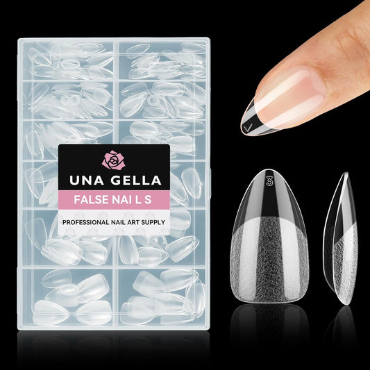 UNA GELLA Short Almond Nail Tips, 312pcs Short Almond Gel Nail Tips Shape Pre Etched Press On Nails Clear Acrylic Fake Nails No C Curve for Full Cover Nails Extension Home Art DIY Salon 12 Sizes-Velvo Beauty