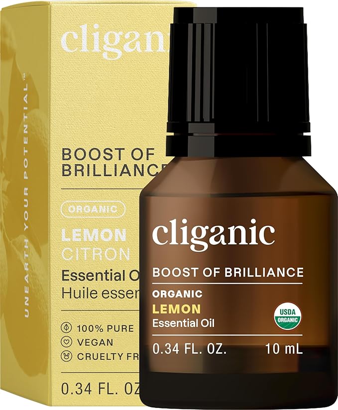 Cliganic USDA Organic Lemon Essential Oil, 100% Pure & Natural | Undiluted, for Aromatherapy, Household Cleaning | Non-GMO Verified (Packaging May Vary)-Velvo Beauty