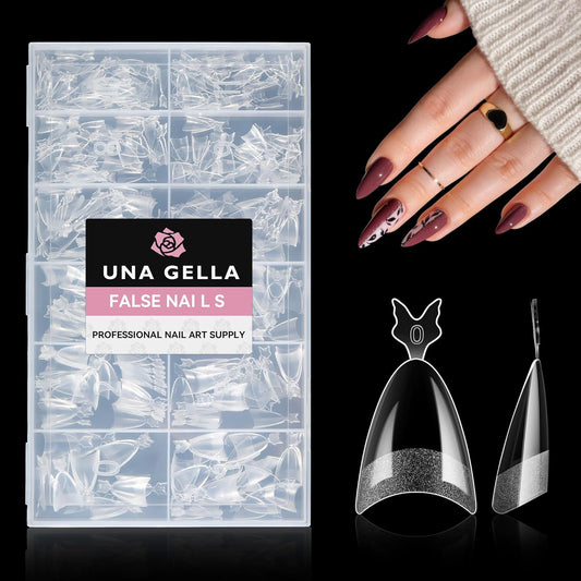 UNA GELLA Almond Nail Tips, 312PCS Half Cover Almond Shape Nail Tips Soft Gel Tips 12 Sizes Pre-shape Acrylic Clear False Nails with Handles for Press on Nails Extension DIY Home Salon-Velvo Beauty