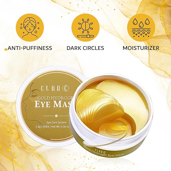32 Pairs 24K Gold Under Eye Patches - Dark Circle & Puffy Eye Treatment - Anti-Aging Hydrogel for Wrinkle Reduction & Skin Rejuvenation - Reduces Wrinkles & Freshens Skin-Velvo Beauty