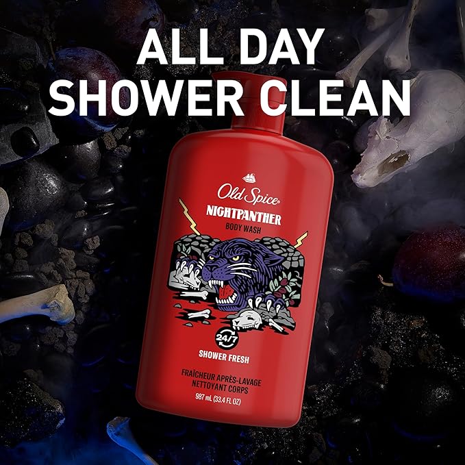 Old Spice Body Wash for Men, 3X Defense, 24/7 Shower Fresh with Long Lasting Lather, NightPanther Scent, 33.4 fl oz (Pack of 4)-Velvo Beauty