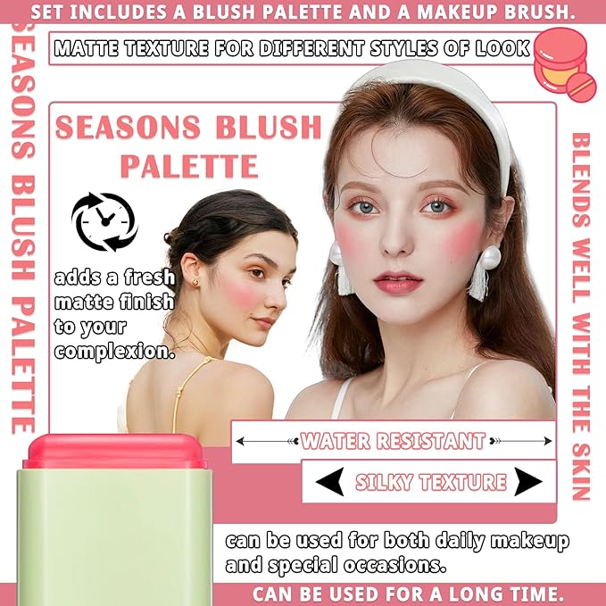 Blush Cream for Cheeks,Face Matte Contour Blush Makeup,Buildable Shimmer Facial Cheek Blusher Shades,Blendable Cosmetic Makeup Blush 03-Velvo Beauty