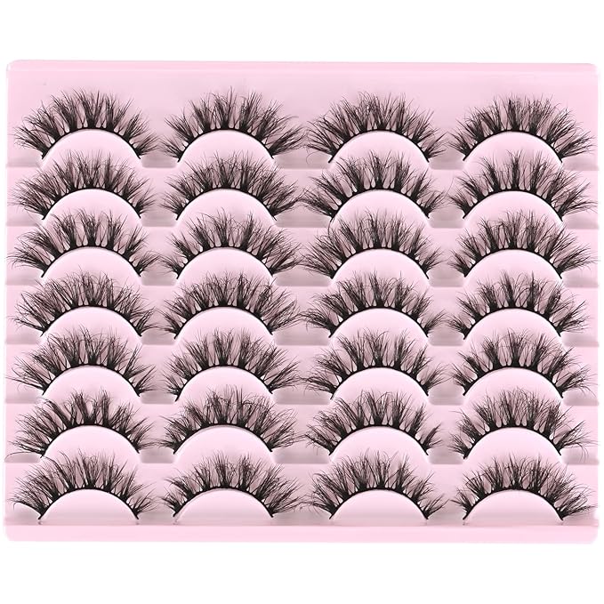FARRED Lashes Natural Eyelashes Wispy Cat Eye False Lashes Fluffy Fake Eyelash Natural Look 14 Pairs Short Faux Mink Strip Eye Lash Pack for MUA and Beginners Daily Makeup (F4 | 9-16mm)-Velvo Beauty