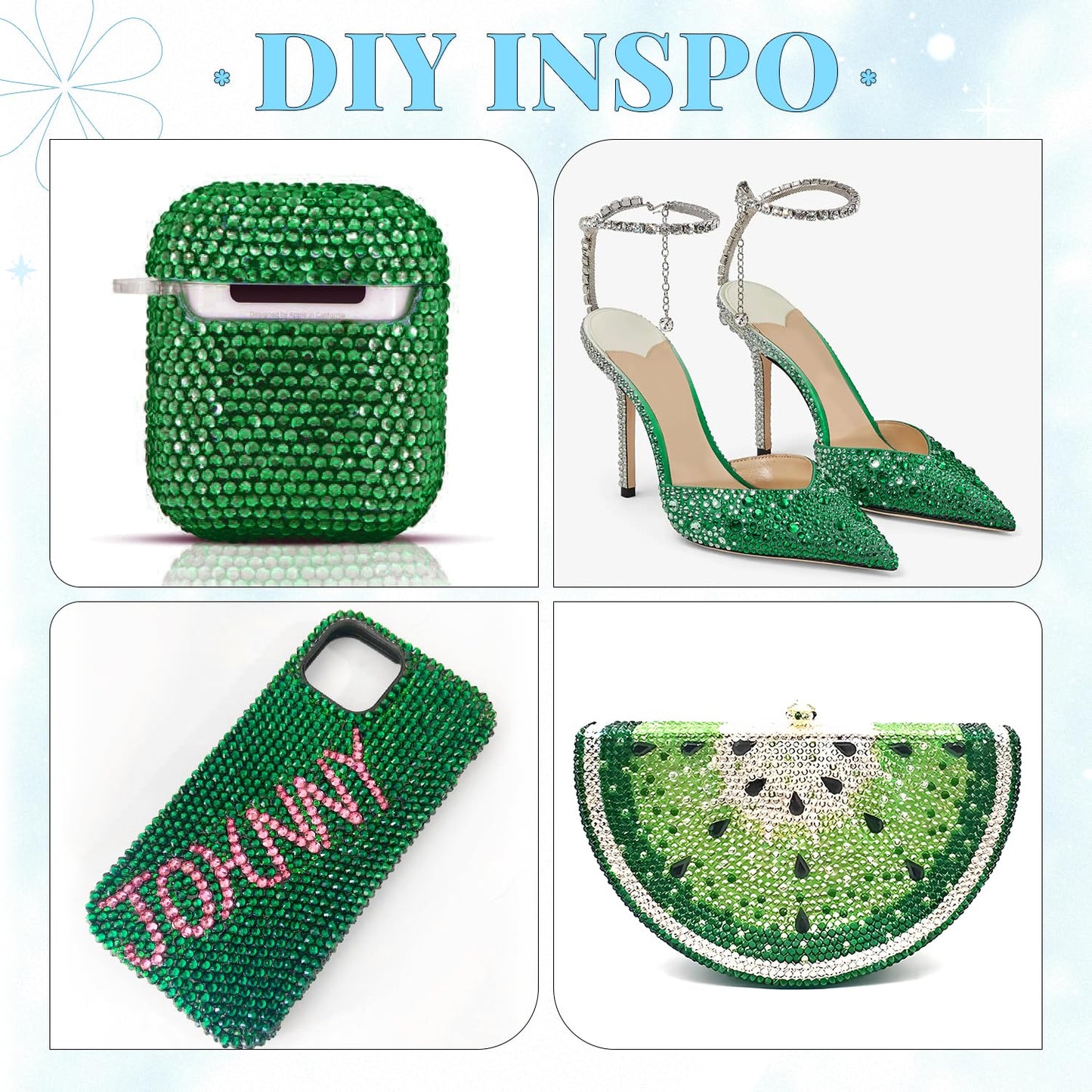 6000Pcs Resin Rhinestones for Bedazzling with 3Pcs B7000 Jewelry Glue, 1 Box Emerald Green Flatback Rhinestones for Crafting Crafts DIY, Crystals Gems for Clothing Shoes Tumblers Nail Art Makeup-Velvo Beauty