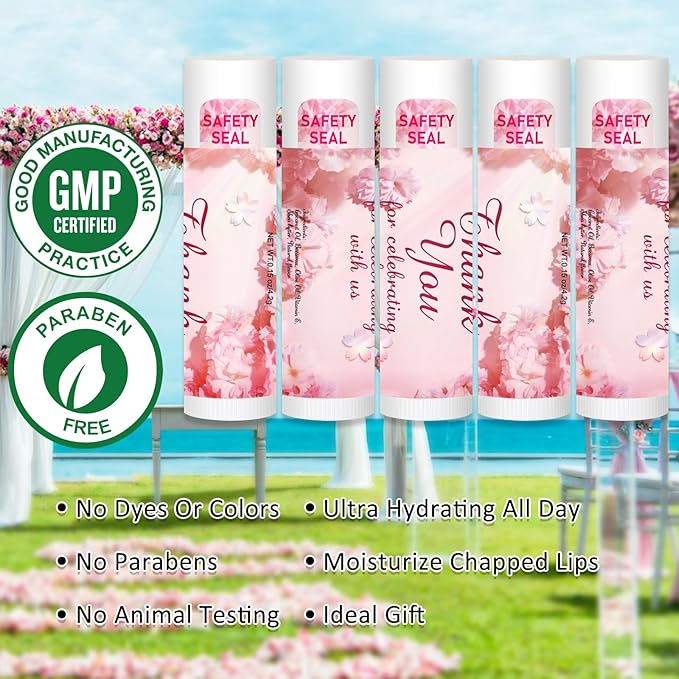 DMSKY 60 Pcs Wedding Bridal Shower Lip Balm Bulk, Bachelorette Souvenir & Baby Shower Favors, Wedding Party Favors for Guests, Thank You Gifts for Women Coworker Staff-Velvo Beauty