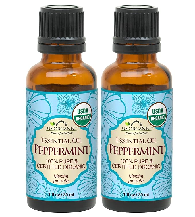 US Organic 100% Pure Peppermint Essential Oil - USDA Certified Organic - 30 ml Pack of 2 - w/Improved caps and droppers (More Size Variations Available)-Velvo Beauty