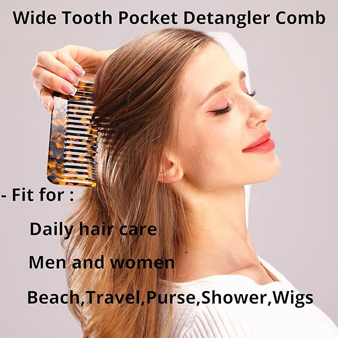 Fsmiling Wide Tooth Comb Large Detangling Comb Cellulose Detangler Comb for Thick Curly Wavy Wet Dry Hair 2 Pack,Black/Tortoise-Velvo Beauty