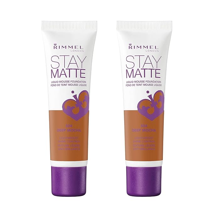 Rimmel, Stay Matte Foundation, Deep Mocha 2 Count (Pack of 1)-Velvo Beauty
