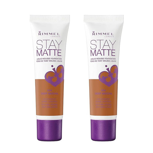 Rimmel, Stay Matte Foundation, Deep Mocha 2 Count (Pack of 1)-Velvo Beauty
