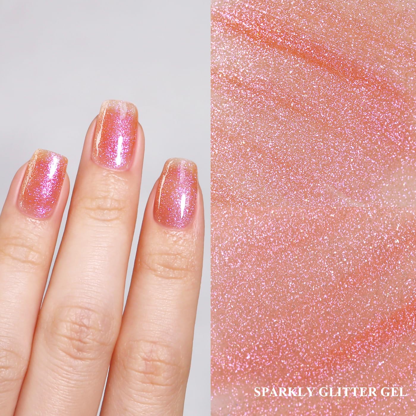 Imtiti Glitter Gel Nail Polish, Coral Iridescent Glitter Gel Polish Diamond Shimmer Sparkle Soak Off UV LED Nail Gel Polish spring summer Manicure 10ML-Velvo Beauty