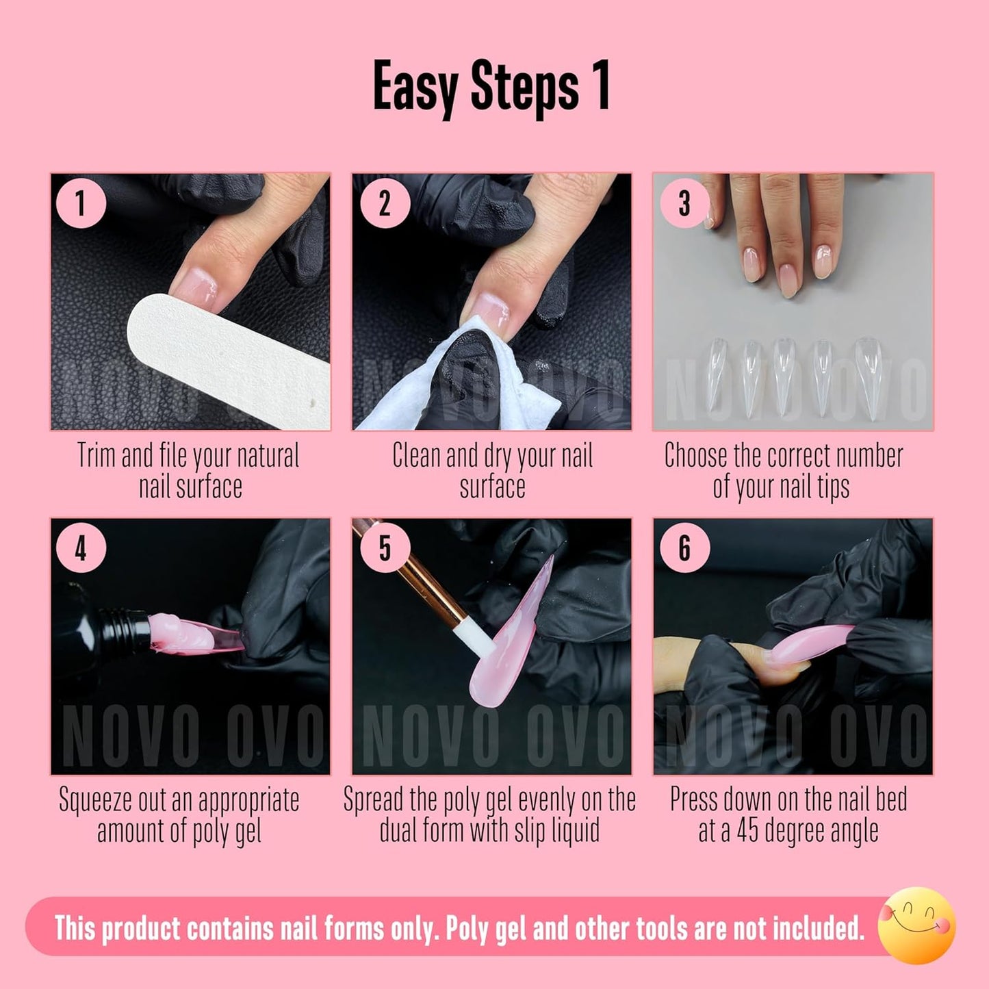 Halloween Curved Stiletto 3D PINK Nail Dual Forms for Poly Gel Extension of Eagle Claw, XL XXL Hawk Curve Sculptural Acrylic Nails, Reusable Molds Nail Art Design 280 Pcs 14 sizes-Velvo Beauty