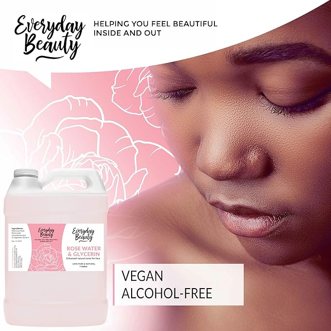 Rose Water & Glycerin Enhanced Facial Toner - 1 Gallon Bulk Alcohol-Free Vegan All Natural Refreshing for Face and Hair - Uplifts, Calming & Soothing for All Skin Types-Velvo Beauty